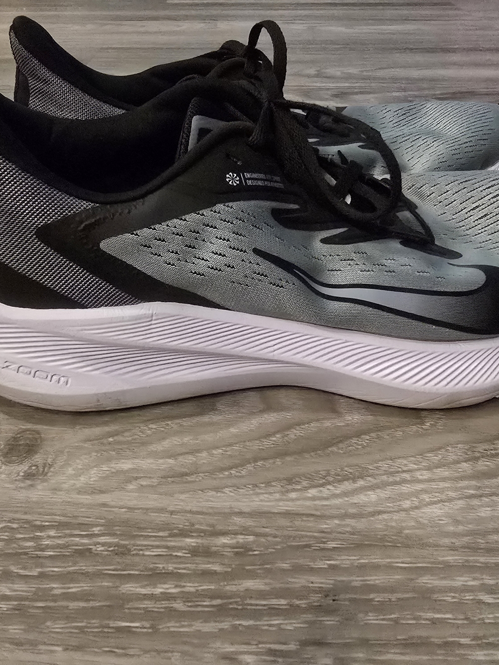 Nike Men's Athletic Shoes Black and Gray with White Sole